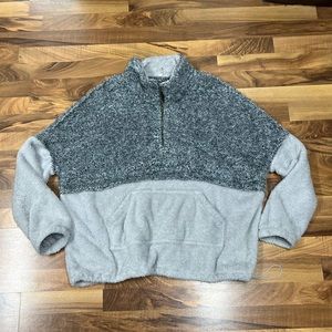 Plus size fuzzy sweatshirt gray